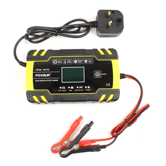 FOXSUR Cargador AGM 12V-24V Enchufe UE Carga Automática
