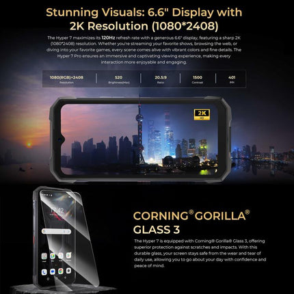 HOTWAV Hyper 7 Teléfono Resistente 8GB+256GB 10800mAh 5G