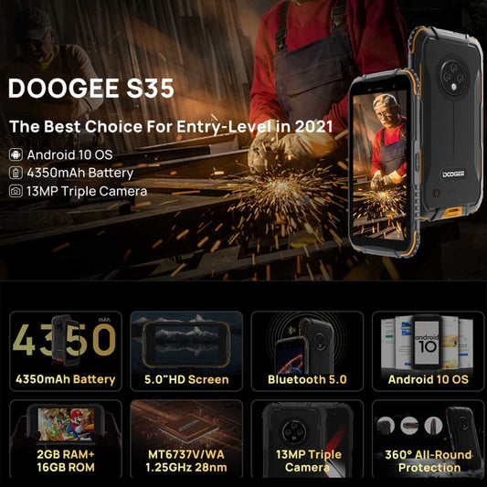 DOOGEE S35 Rugged Phone, 2GB+16GB