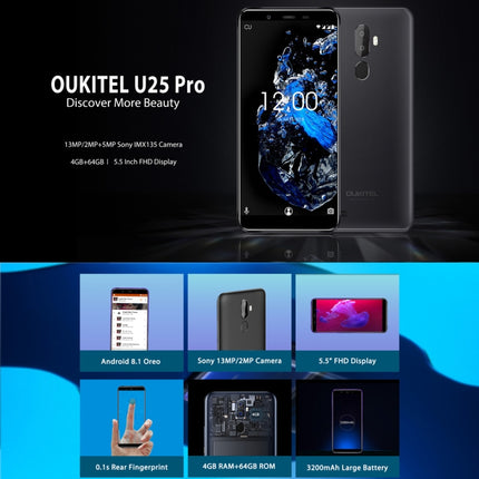 Doogee MT6750T Smartphone 4GB+64GB 4G Cámaras Traseras Duales Huella Dactilar
