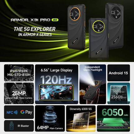 Ulefone Armor X31 Pro 5G Teléfono Resistente 8GB+256GB