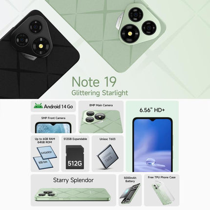Ulefone Note 19 Smartphone 3GB+32GB Face ID Y Huella Lateral 4G
