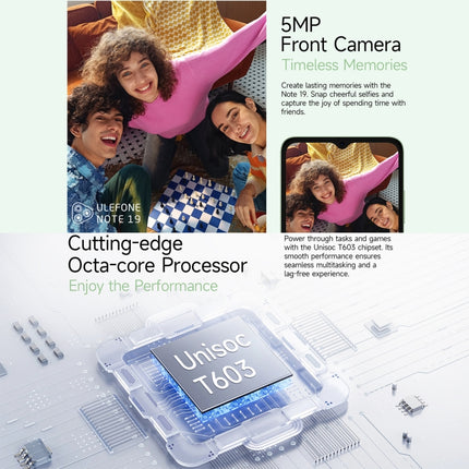 Ulefone Note 19 Smartphone 3GB+32GB Face ID Y Huella Lateral 4G