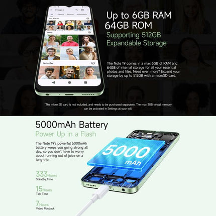 Ulefone Note 19 Smartphone 3GB+32GB Face ID Y Huella Lateral 4G