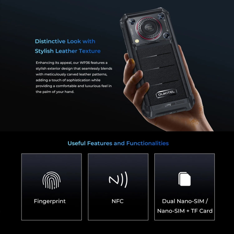 Oukitel WP36 Pro, 6GB+256GB, Smartphone Resistente, 10600mAh, IP68/IP69K, 4G, MediaTek Octa Core
