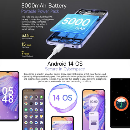 Ulefone Note 21, 4 GB + 128 GB, Android 14, 5000mAh, 4G