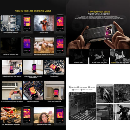 Ulefone Armor 27T, Teléfono Resistente 12GB+256GB, Cámara Térmica, Batería 10600mAh, 4G, Android 14