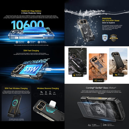 Ulefone Armor 27T, Teléfono Resistente 12GB+256GB, Cámara Térmica, Batería 10600mAh, 4G, Android 14
