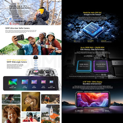 Ulefone Armor 27T, Teléfono Resistente 12GB+256GB, Cámara Térmica, Batería 10600mAh, 4G, Android 14