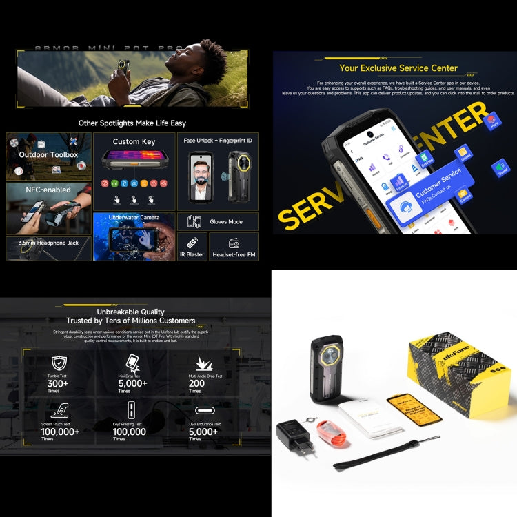 Ulefone Armor Mini 20T Pro, Teléfono Resistente 8 GB + 256 GB, Imagen Térmica, 5G, Android 14, IP68/IP69K
