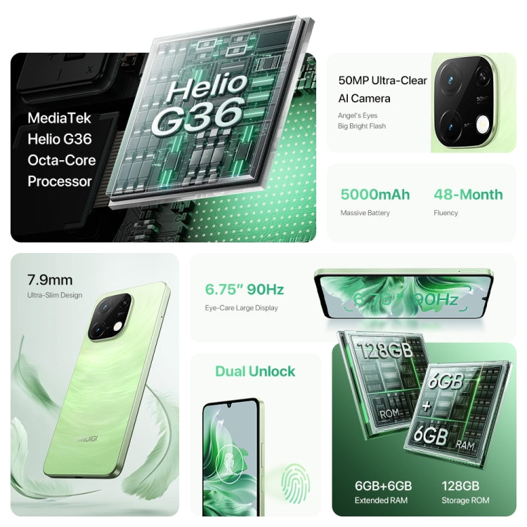 UMIDIGI G9C, 6GB+128GB, 50MP Cámara, 5000mAh, 4G, Rojo