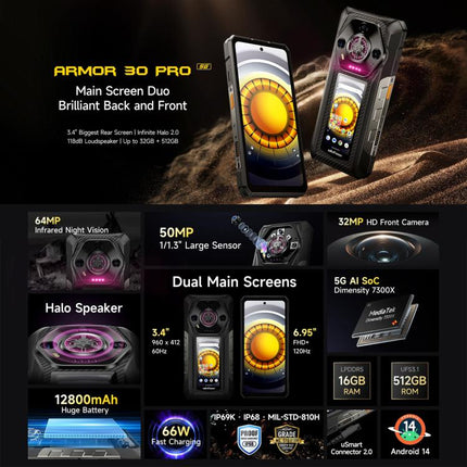 Ulefone Armor 30 Pro Smartphone 16GB+512GB 5G Duradero by Ulefone