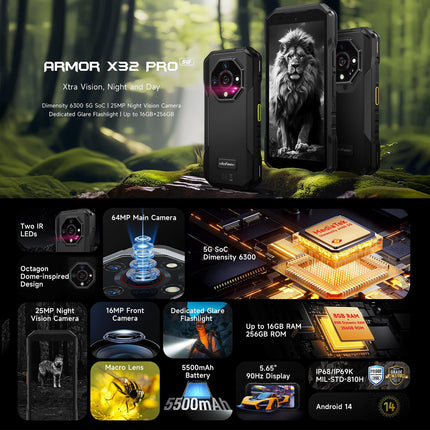 Ulefone Armor X32 Pro 5G 8GB 256GB Pantalla 5.65 pulgadas IP68