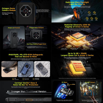 Ulefone Teléfono Armor X32 Pro 5G 8GB+256GB Visión Nocturna