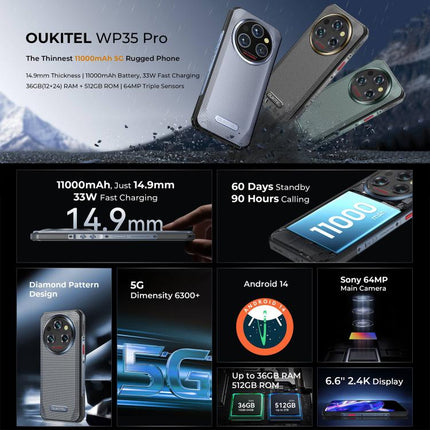 Oukitel WP35 Pro Smartphone 12GB+512GB 5G Rugged Series