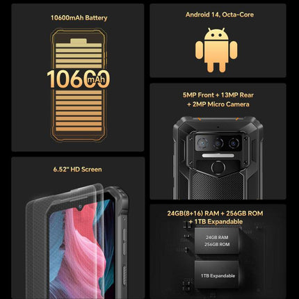 Oukitel WP23 Plus Smartphone 8GB+256GB 6,52 pulgadas Android 14 Pantalla