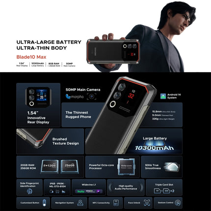 DOOGEE Blade 10 Max Smartphone Red 8GB+256GB 4G NFC Android 14