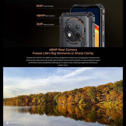 Oukitel G1 Teléfono Rugged 6GB 256GB Pantalla 6.52 pulgadas 10600mAh