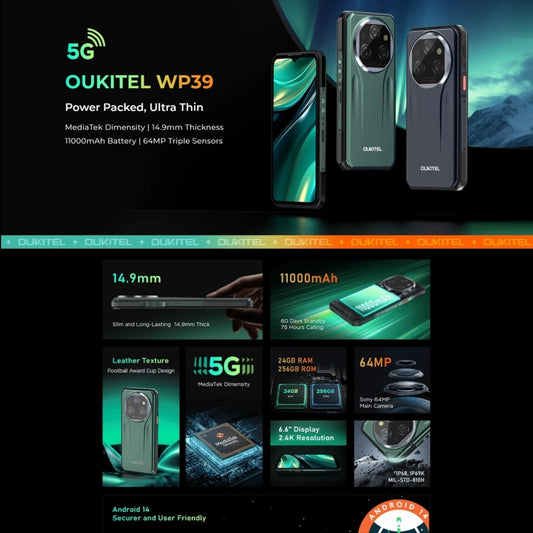 Oukitel WP39 5G Teléfono Robusto 6GB+256GB Visión Nocturna
