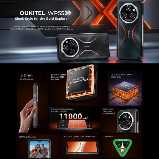 Oukitel WP55 5G Teléfono Robusto 12GB+256GB 108MP Cámara by OUKITEL