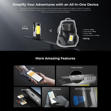 Oukitel WP100 TITAN Smartphone 16GB+512GB Projector 5G by OUKITEL