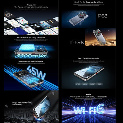 Oukitel WP200 Pro 5G Teléfono Resistente 24GB 1TB Pantalla 6.7