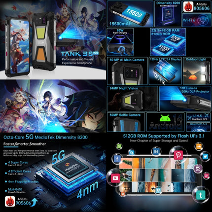 Unihertz 8849 Tank 3S Smartphone Proyector 16GB+512GB 5G by Unihertz