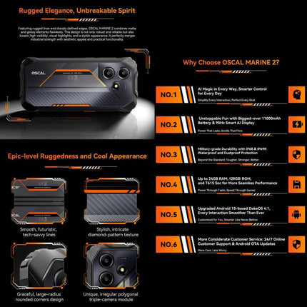 Blackview Oscal Marine 2 Smartphone 8GB+256GB 6.56 Inch Android 15 4G
