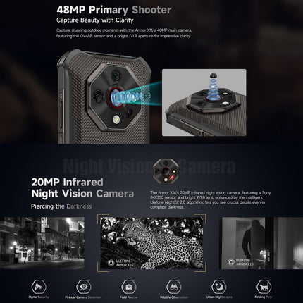Ulefone Armor X16 6GB 128GB Teléfono Rugged 10360mAh 6.56" IP68