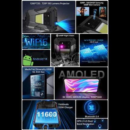 Unihertz Tank 4 Pro Smartphone 18GB+1TB 5G Visión Nocturna by Unihertz