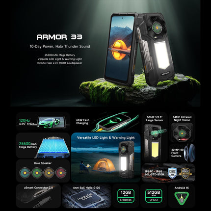 Ulefone Armor 33 Teléfono Resistente 12GB 512GB Pantalla 6.95