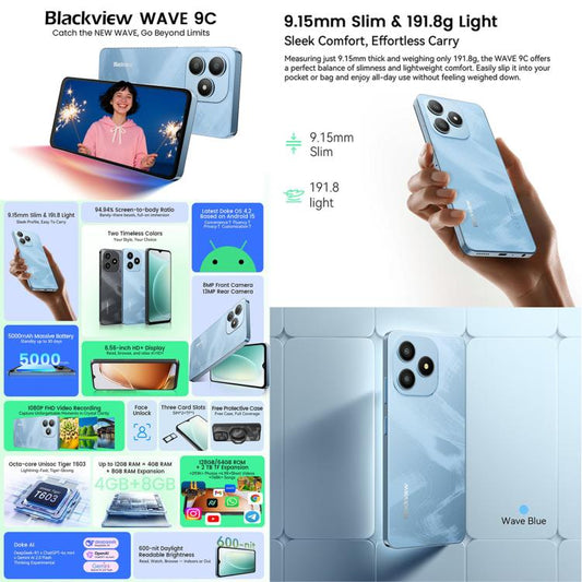 Blackview WAVE 9C Smartphone 4GB+128GB 6.56 Pulgadas 4G by Blackview
