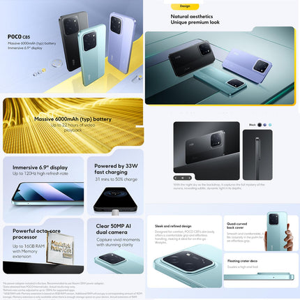 Xiaomi POCO C85 6GB 128GB Pantalla 6.9 pulgadas 6000mAh Verde