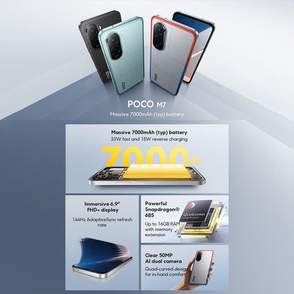 Xiaomi POCO M7 Global 8GB 256GB Pantalla 6.9 pulgadas 7000mAh
