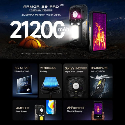 Ulefone Armor 29 Pro Thermal Version Smartphone 16GB+512GB 5G Night Vision