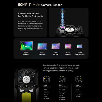 Ulefone Armor 29 Pro Smartphone 16GB+512GB Android 15 5G Visión Nocturna