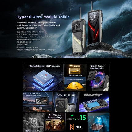 HOTWAV Hyper 8 Ultra Smartphone 12GB+512GB 5G Resistente A Golpes