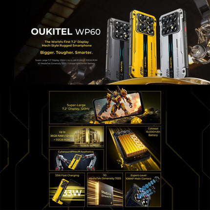Oukitel WP60 Teléfono Rugged 12GB 512GB Pantalla 7.2" 108MP