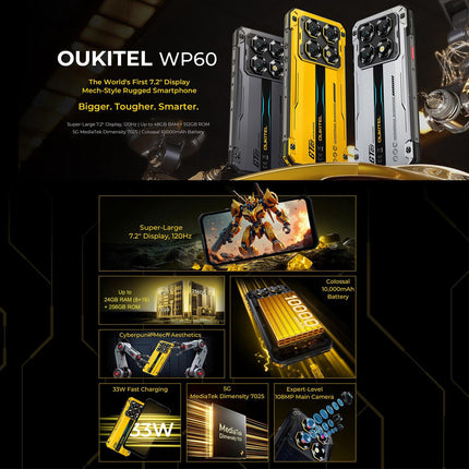 Oukitel WP60 Teléfono Rugerizado 8GB 256GB Pantalla 7.2" 108MP