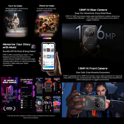 Blackview FORT 2 Smartphone 8GB+256GB 6,56 Pulgadas Android 15 Resistencia