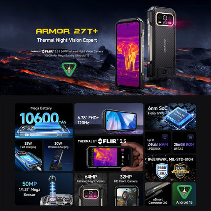 Ulefone Armor 27T+ Teléfono Rugerizado 12GB 256GB 10600mAh 6.78