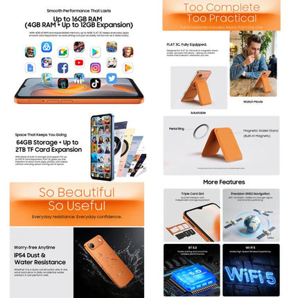 Blackview Oscal FLAT 3C Smartphone 6,56 Pulgadas 4GB+64GB Android 16