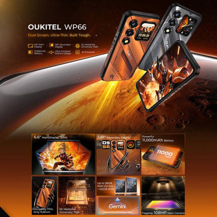Oukitel WP66 Smartphone 12GB+512GB 5G Rendimiento Multinúcleo Optimizado