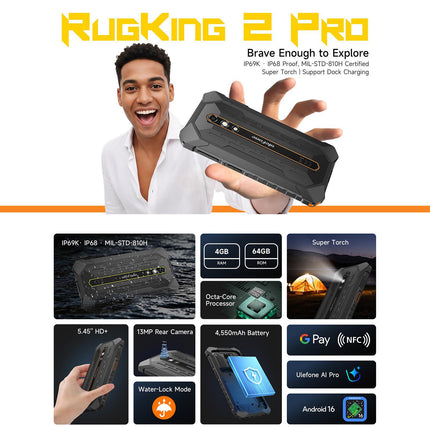 Ulefone RugKing 2 Pro teléfono resistente 4GB 64GB 5.45 pulgadas