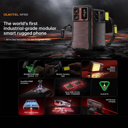 Oukitel WP300 Rugged Phone 12GB+512GB 6.8 Inch 5G Watch