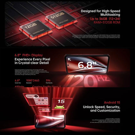 Oukitel WP300 Rugged Phone 12GB+512GB 6.8 Inch 5G Watch