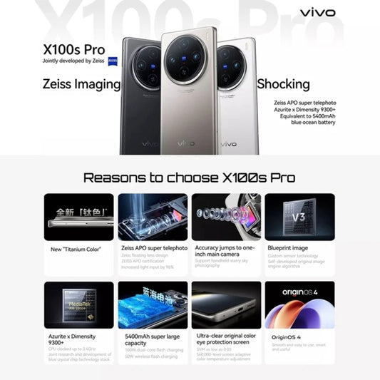 vivo X100s Pro, Smartphone 5G, 12GB+256GB, Cámara Triple, Dimensity 9300+