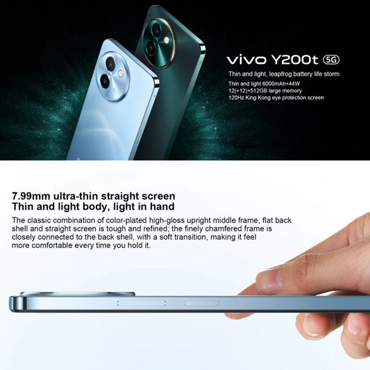 vivo Y200t Smartphone 5G, 12 GB+256 GB, Cámara Dual 50 MP, Pantalla 6,72 Pulgadas, Android 14, Huellas en Pantalla