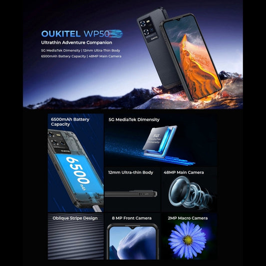 Oukitel WP50 5G Teléfono Robusto 4 GB + 256 GB, 6500 mAh, Android 14
