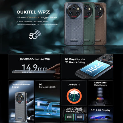 Oukitel WP35 Rugged 8GB+256GB 5G Teléfono Resistente